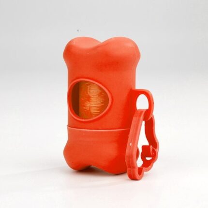 (빨간색)배변봉투 뼈다귀형 휴대용 디스펜서 / 위생 비닐 봉지 케이스 풉백