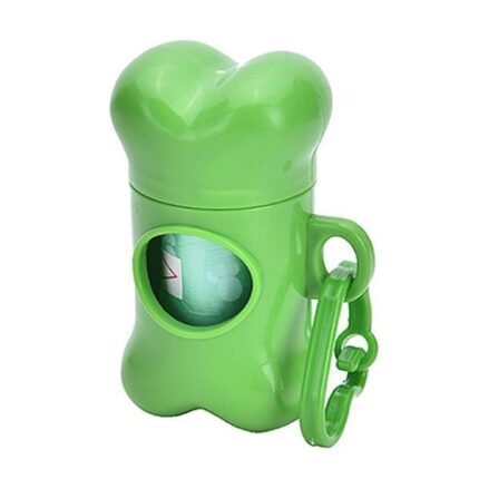 (초록색)배변봉투 뼈다귀형 휴대용 디스펜서 / 위생 비닐 봉지 케이스 풉백