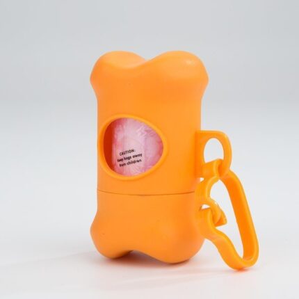 (주황색)배변봉투 뼈다귀형 휴대용 디스펜서 / 위생 비닐 봉지 케이스 풉백